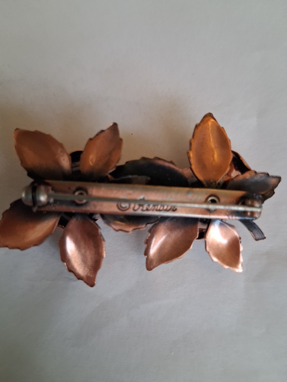 Vintage Renoir Matisse Copper Rose Leaf Brooch - Women Jewelry - Picture 2 of 3